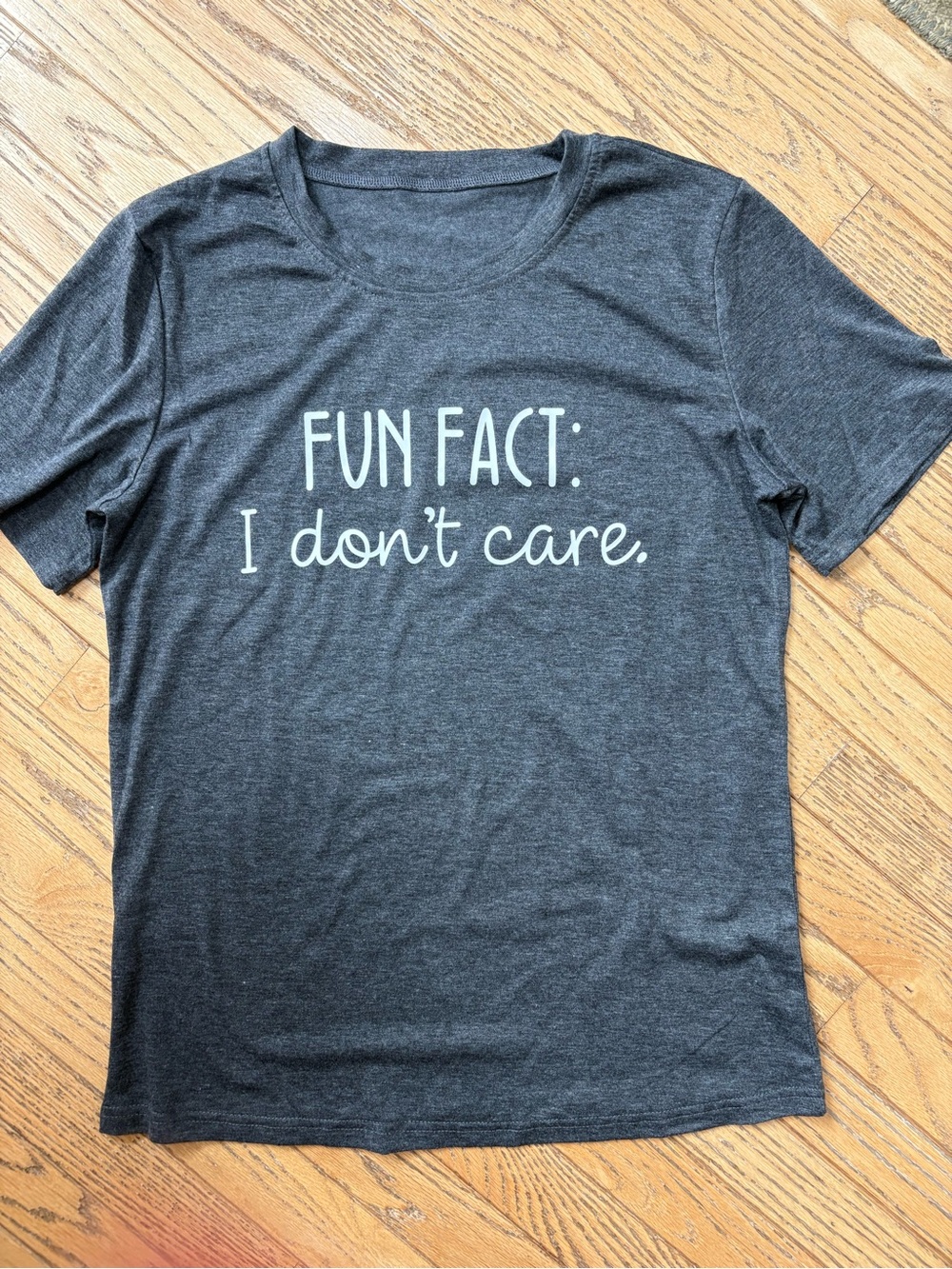 FUN FACT: I don't care. Graphic Tee - Charcoal